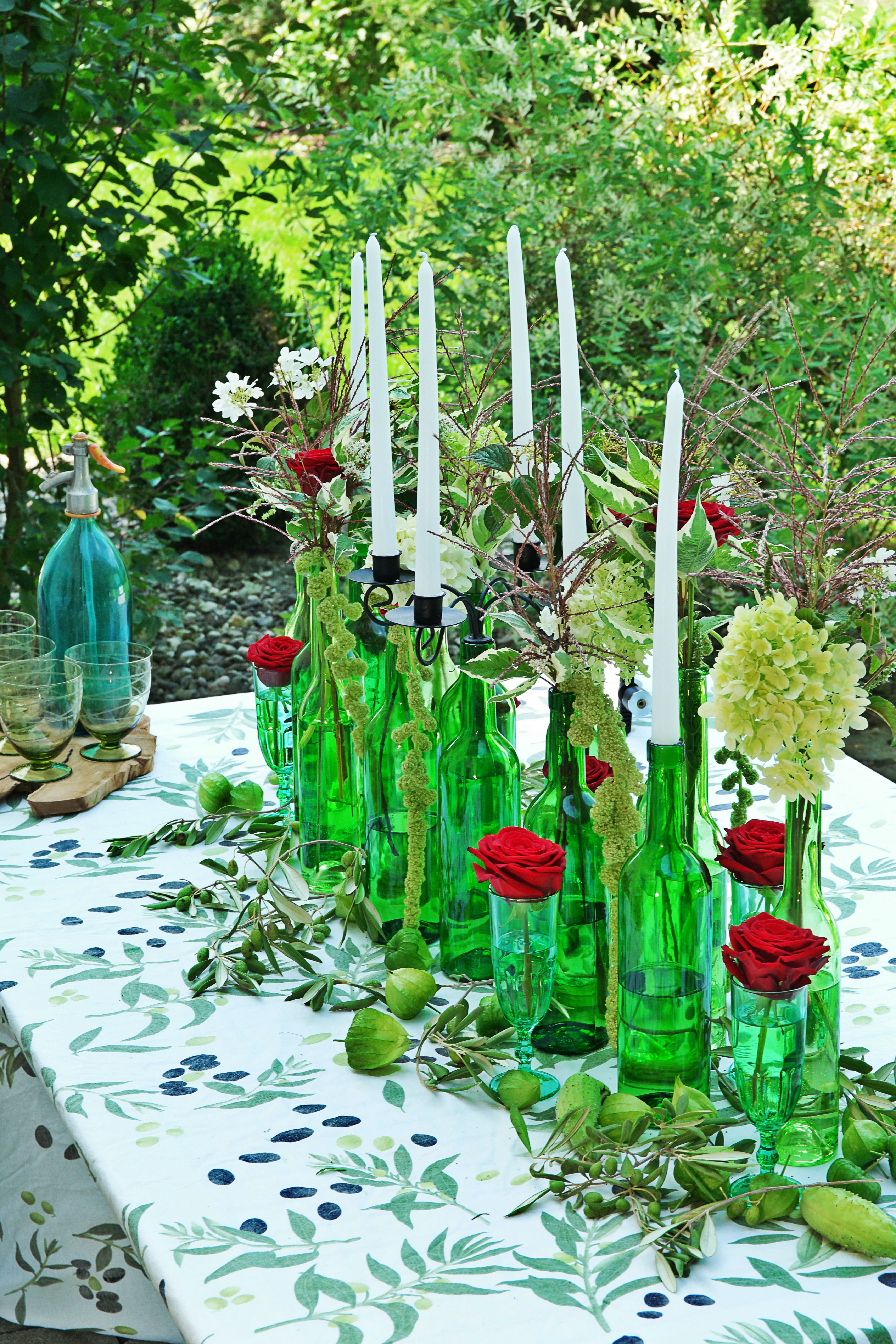 "Rich Harvest" Table arrangement with Porta Nova roses 