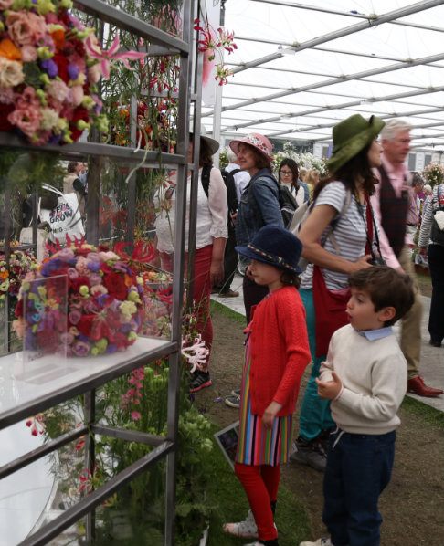 visitors at the stand porta nova red naomi chelsea flower show